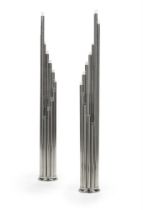 A PAIR OF CHROMIUM TUBE 'ORGAN' FLOOR LAMPS, CIRCA 1970