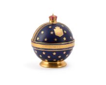 JOHN WADSWORTH FOR MINTON; A BONE CHINA LIMITED EDITION COMMEMORATIVE CORONATION ORB, CIRCA 1953
