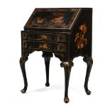 A BLACK LACQUER AND CHINOISERIE WRITING BUREAU, PROBABLY BY MAPLE & CO, FIRST QUARTER 20TH CENTURY