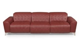 ROCHE BOBOIS, A 'SATELITE' THREE SEAT MOTORISED RECLINING RED LEATHER SOFA, MODERN