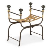 AN ITALIAN CAST IRON X FRAME STOOL, IN 17TH CENTURY STYLE, 19TH CENTURY