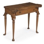 A SOLID WALNUT CARD TABLE, POSSIBLY SWEDISH, MID 18TH CENTURY