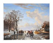 FOLLOWER OF JAN JACOB SPOHLER, WINTER LANDSCAPE WITH FROZEN LAKE