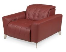 ROCHE BOBOIS, A RED LEATHER MOTORISED ARMCHAIR, MODERN