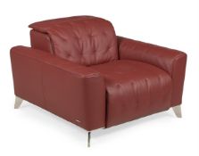 ROCHE BOBOIS, A RED LEATHER MOTORISED ARMCHAIR, MODERN