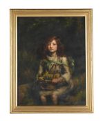 ENGLISH SCHOOL (19TH CENTURY), PORTRAIT OF A GIRL HOLDING A BASKET OF FLOWERS