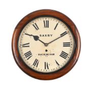 A MAHOGANY CASED SINGLE FUSEE WALL TIMEPIECE, SAXBY OF BUCKINGHAM, LATE 19TH CENTURY