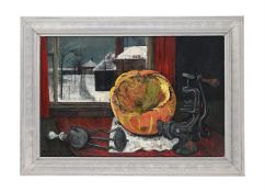 λ HENRY COLLINS (BRITISH 1910-1994), STILL LIFE, WINTER SCENE WITH PUMPKIN