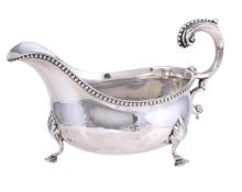 A VICTORIAN SILVER OVAL SAUCE BOAT