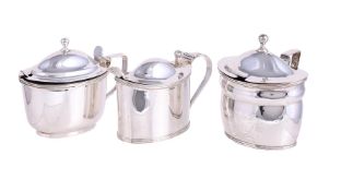 A GEORGE III SILVER OVAL MUSTARD POT