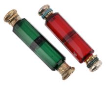 TWO GLASS SCENT BOTTLES