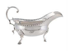 A GEORGE III SILVER SHAPED OVAL SAUCE BOAT