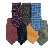 HERMES, H, GEOMETRIQUE, A FAWN AND PINK PRINTED SILK TIE