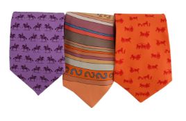 HERMES, TOHU BOHUA MULTICOLOURED TWILL SILK TIE
