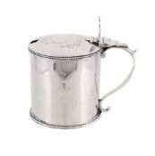 A GEORGE III SILVER DRUM MUSTARD