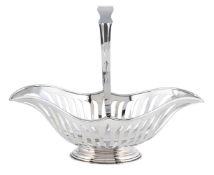 AN EDWARDIAN SILVER SWING HANDLED BASKET