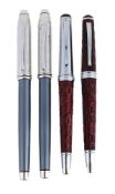 CROSS, TORERO BORDEAUX, A CROCODILE EMBOSSED LEATHER ROLLERBALL AND BALLPOINT