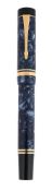 PARKER, DOUFOLD, CENTENNIAL A BLUE MARBLED FOUNTAIN PEN