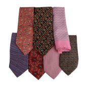 SALVATORE FERRAGAMO, SIX PRINTED SILK TIES