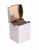 AN EDWARDIAN MINIATURE SILVER PLAYING CARD BOX