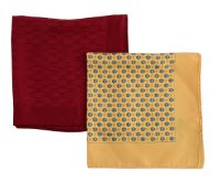 HERMES, FACONNEER, GRAND H, A RED H LOGO SILK POCKET SQUARE