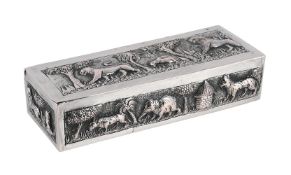 A BURMESE SILVER RECTANGULAR BOX