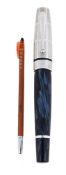 MONTEGRAPPA, MIYA, ARGENTO, A BLUE RESIN AND SILVER ROLLERBALL