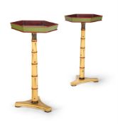 A PAIR OF SIMULATED BAMBOO AND POLYCHROME DECORATED STANDS, BY ANTONY LITTLE