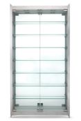 A GLAZED AND MIRRORED CABINET, MODERN