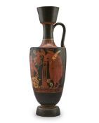 A COLD PAINTED TERRACOTTA LEKYTHOS IN THE ETRUSCAN STYLE, LATE 19TH CENTURY