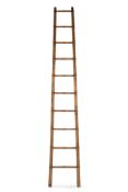 AN ASH LIBRARY LADDER, 19TH CENTURY