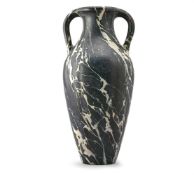 A PAINTED SIMULATED MARBLE TWIN HANDLED URN, MODERN