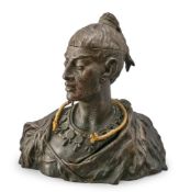 A FRENCH BRONZE BUST OF A NATIVE AMERICAN, LATE 19TH CENTURY