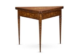 A NORTH ITALIAN WALNUT AND MARQUETRY FOLDING TABLE, LATE 19TH CENTURY