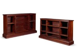 Y A PAIR OF MAHOGANY OPEN BOOKCASES, BY ANTONY LITTLE
