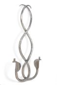 A POLISHED STEEL DOUBLE SERPENT TWO LIGHT WALL LIGHT, BY ANTONY LITTLE
