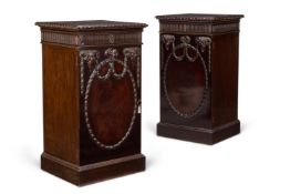 A PAIR OF ADAM REVIVAL MAHOGANY DINING ROOM PEDESTALS, 20TH CENTURY