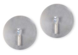 A PAIR OF CIRCULAR CHROME WALL SCONCES, BY ANTONY LITTLE