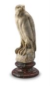 A MARBLE FIGURE OF A FALCON, 20TH CENTURY