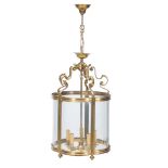 A POLISHED BRASS HALL LANTERN, MODERN
