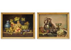 FREDERICK VICTOR BAILEY (BRITISH 1919-1997), STILL LIFE WITH SILVER JUG, GLASSES AND NUTS