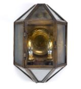 A BRASS AND GLASS WALL LIGHT, BY ANTONY LITTLE