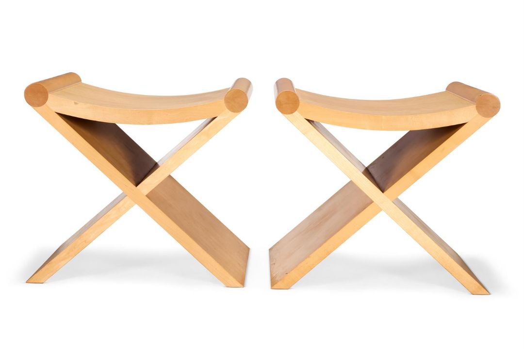 A PAIR OF SYCAMORE X-FRAME STOOLS, BY ANTONY LITTLE - Image 2 of 4