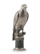 A SILVER MODEL OF A FALCON HALLMARKS TO NECK AND UNDERSIDE, PROBABLY HANAU