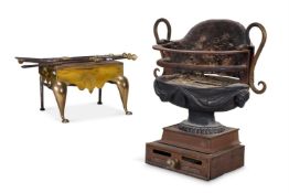 A REGENCY STYLE CAST IRON FIRE BASKET, EARLY 20TH CENTURY