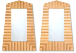 A PAIR OF MAPLE AND OAK `EGYPTIAN' MIRRORS, BY ANTONY LITTLE
