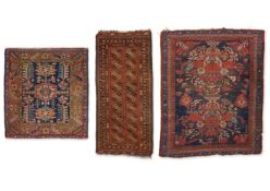 A SMALL HERIZ RUG, TOGETHER WITH A PERSIAN RUG AND TURKOMAN STYLE SMALL RUNNER
