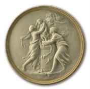 A WHITE COMPOSITION NEOCLASSICAL RELIEF ROUNDEL, MODERN