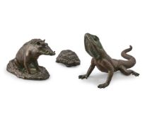 DONALD GREIG (SOUTH AFRICAN. B. 1959), THREE BRONZE ANIMALS