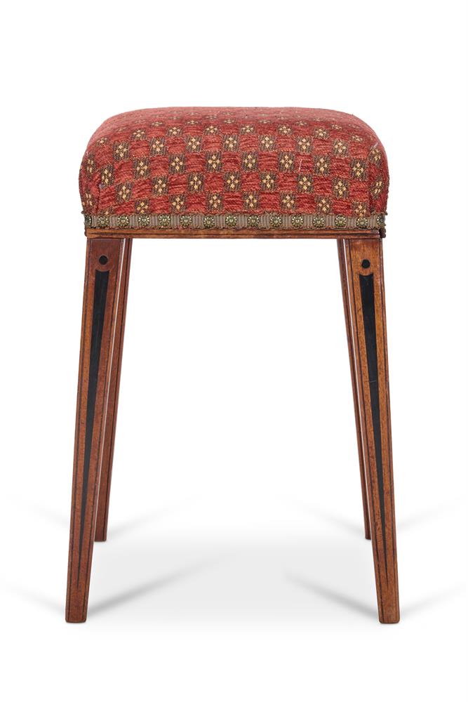 Y A REGENCY MAHOGANY AND EBONY INLAID STOOL, EARLY 19TH CENTURY